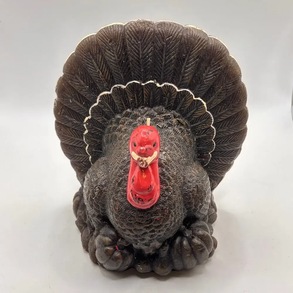 Vintage Gurley Hand Painted Molded Thanksgiving Turkey Candle Unused Rare Decor